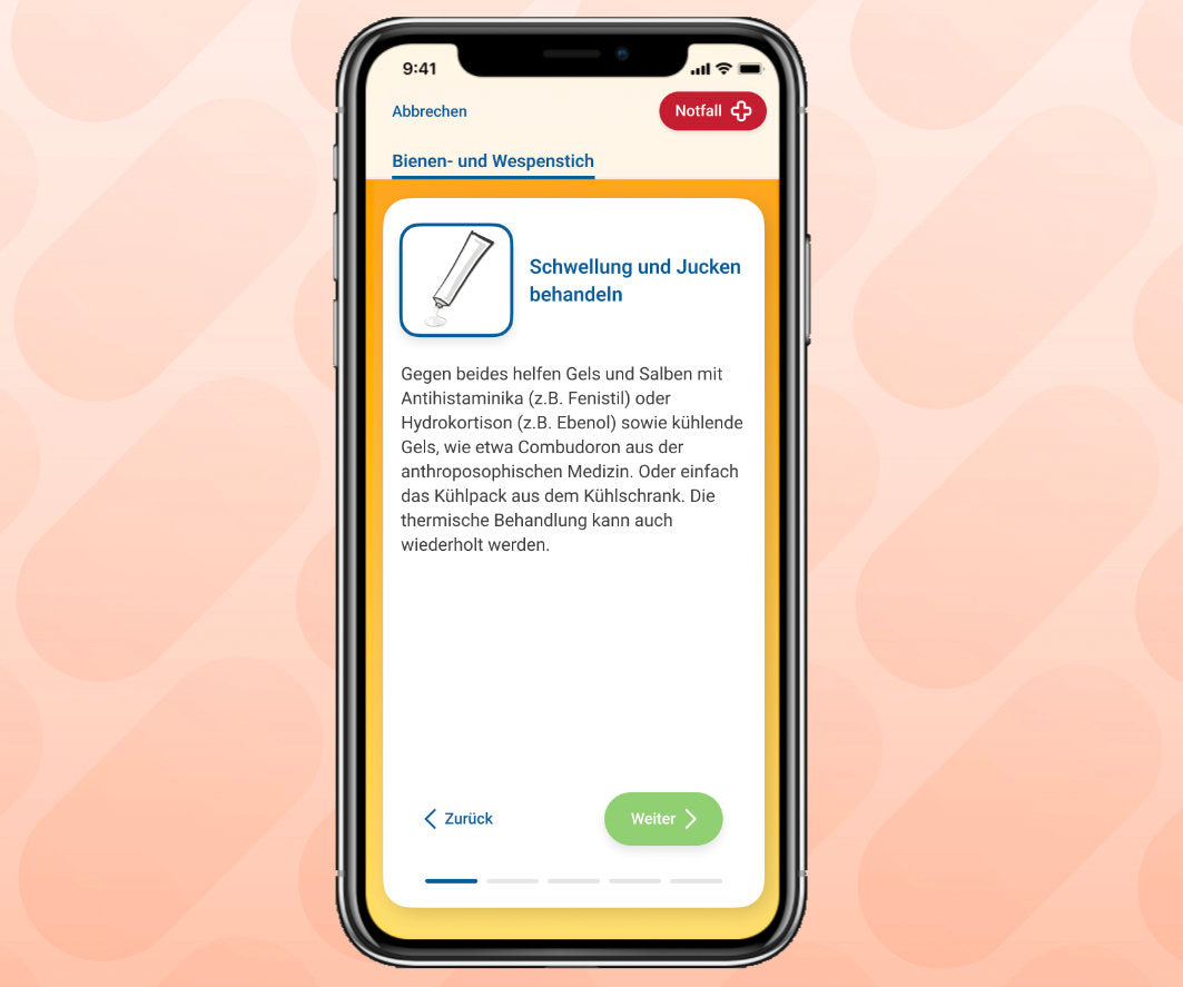 Die MioMedico App enthält Schritt-für-Schritt Anleitungen für die Erste Hilfe