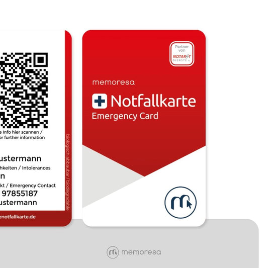 Notfallkarte inklusive digitale Notfallseite